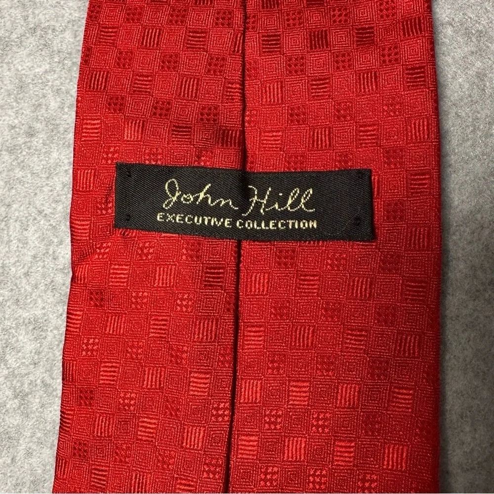 John Hill Executive Collection Red‎ Silk Geometric Pattern Men's Necktie